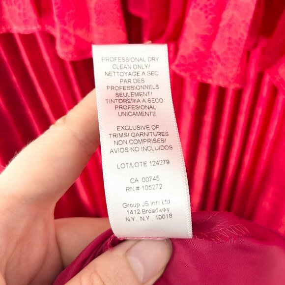 Amur Dominique Tiered Pleated Lace Print Maxi Dress in Raspberry Rose - Picture 9 of 11